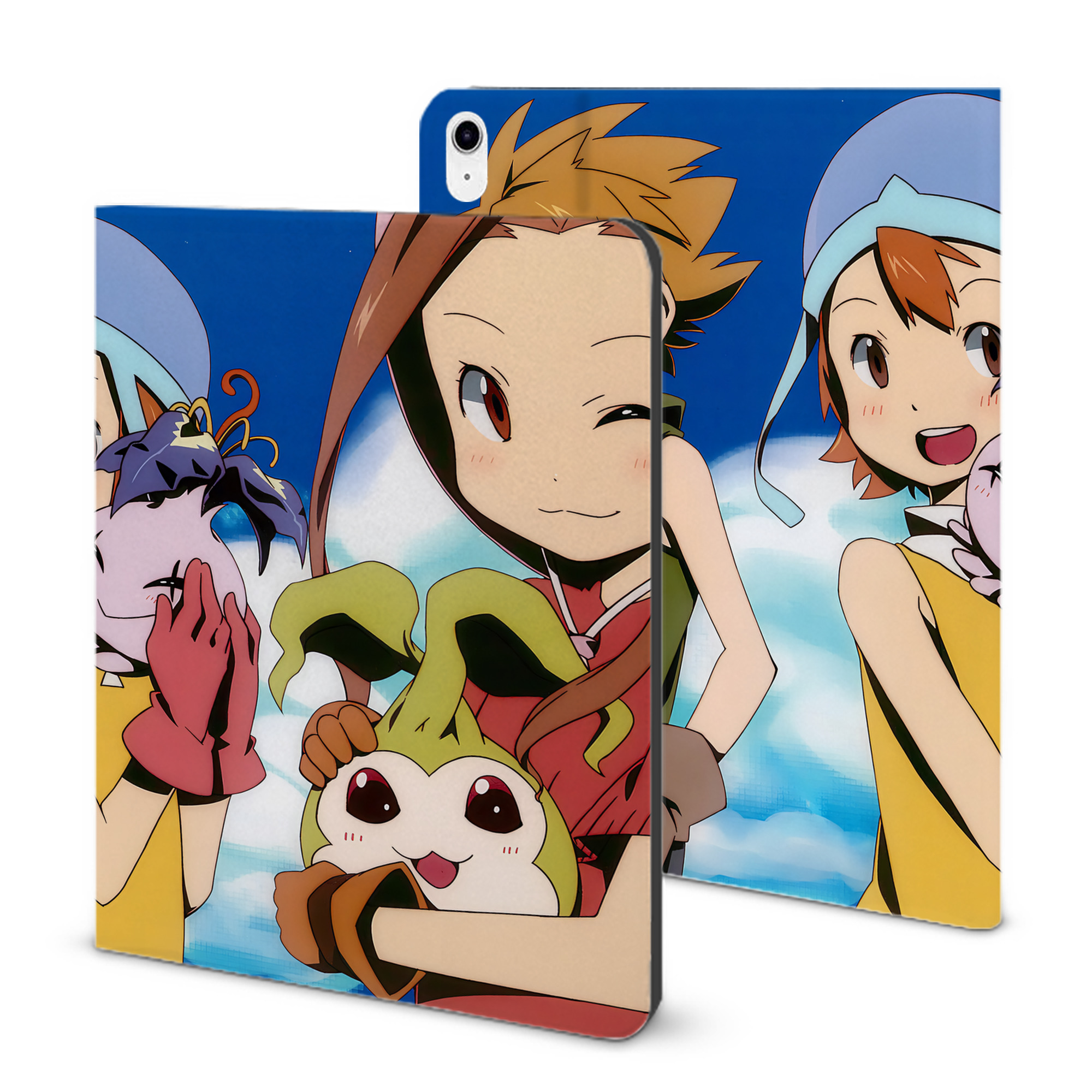 （画像用） Digimon デジタルモンスター/デジモン IPad ケース ブック型 PUレザー TPU 耐衝撃 軽量 薄型 ペン収納なし 全面保護 IPad 各モデル対応